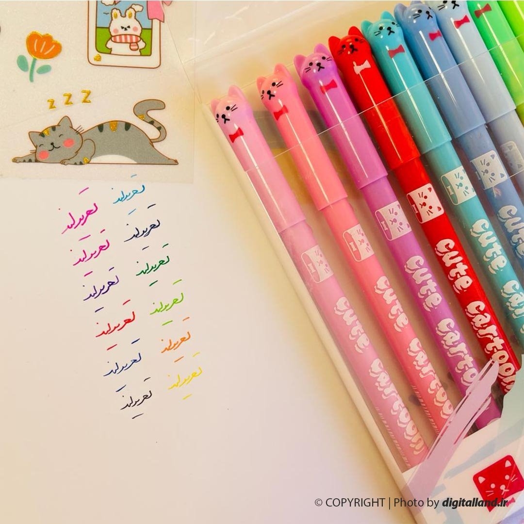 تصویر روان نویس 12 رنگ گربه 12-800