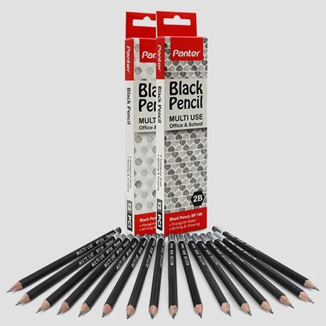 تصویر بسته مداد سیاه 12 عددی شش گوش پنتر BP104