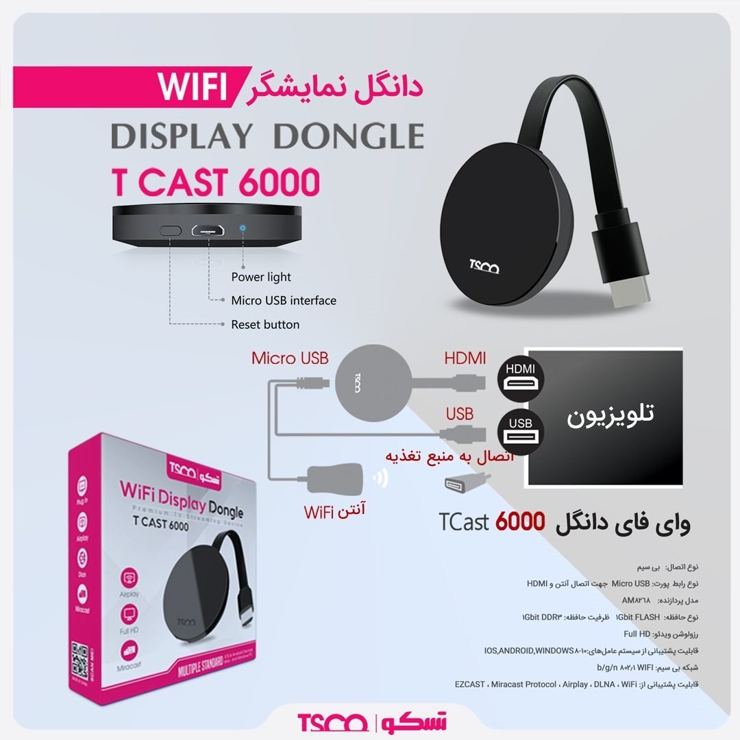 تصویر دانگل نمایشگر تسکو T CAST 6000